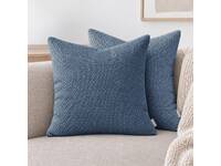 Luxton 2pcs Woven Textured Chenille Cushion Covers 45x45cm (Denim Blue)