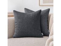 Luxton 2pcs Woven Textured Chenille Cushion Covers 45x45cm (Dark Grey)