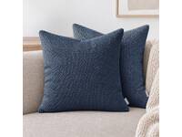Luxton 2pcs Woven Textured Chenille Cushion Covers 45x45cm (Indigo Blue)