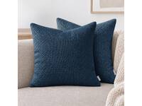 Luxton 2pcs Woven Textured Chenille Cushion Covers 45x45cm (Navy Blue)