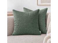Luxton 2pcs Woven Textured Chenille Cushion Covers 45x45cm (Olive Green)