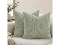 Luxton Woven Textured Chenille Cushion Covers 45x45cm (Pack of 2) (Sage Green)