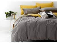 100% Cotton Queen size European Vintage Washed Sheet set (Coal)