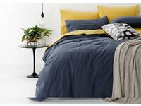 100% Cotton Queen size European Vintage Washed Sheet set (Blue)