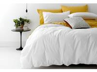 100% Cotton Queen size European Vintage Washed Sheet set (White)