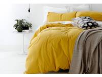 100% Cotton Queen size European Vintage Washed Sheet set (Misted Yellow)