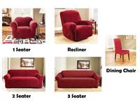 Last Stock - 3 SEATER Pearson Stretch Sofa Cover (RED)