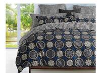 King size Elka blue and black quilt cover set / 3pcs duvet cover set