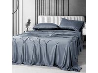 Luxton 100% Organic Bamboo Bed Sheet Set (Steel Blue, King)