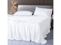 Luxton 100% Organic Bamboo Bed Sheet Set (White, Queen)
