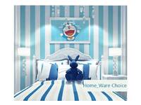 Nursery Baby Boys Room wall decoration - Blue Striped Wallpaper
