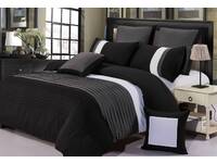 Aleah Quilt Cover Set Black and Grey Pintuck Duvet Cover Set