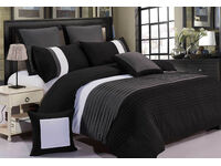 Double Size Aleah Quilt Cover Set Black and Grey Pintuck Duvet Cover Set