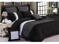 King Size Aleah Quilt Cover Set Black and Grey Pintuck Duvet Cover Set