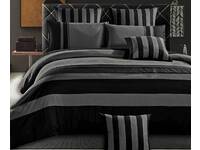 Double Size Berto Grey and Black Striped Quilt Cover Set