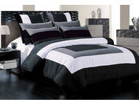 Amore Black Grey Block Square Doona Cover Quilt Cover Set