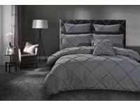 King Size Abel Grey Pintuck Quilt Cover Set