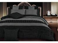 Double Size Lentia Black and Charcoal Pintuck Quilt Cover Set