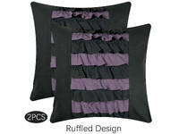 Ruffled Black Purple European pillowcases 65x65cm (twin pack)