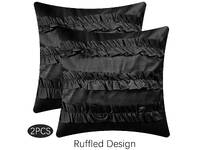 Ruffled Black European pillowcases 65x65cm (twin pack)