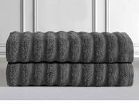 Renee Taylor Maison Bath Towel - Egyptian Cotton 600GSM Charcoal Color 2pcs Value Pack