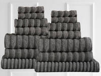 Renee Taylor Maison Bath Towel - Egyptian Cotton 600GSM 14pcs Value Pack (Charcoal)