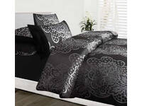 Vivienne Black Jacquard Satin 3pcs King Quilt Cover Set - Last One