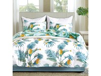 Queen Size Tropical Pineapple White Quilt Cover Set