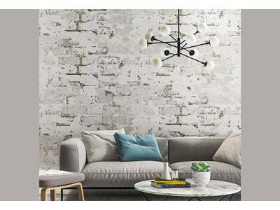 havana Rustic 3D wash brick grey wallpaper