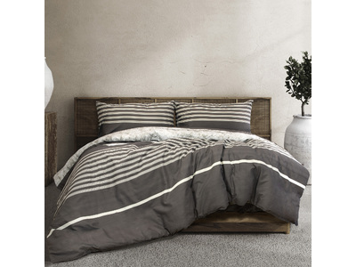 Ardor Arden Charcoal Striped Quilt Cover Set