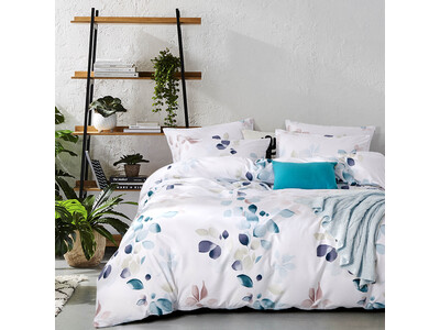 Elia turquoise Leaf Quilt Cover Set ( Queen / King / Super King / Double / King Single / Single )
