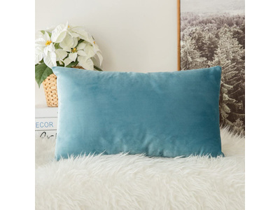 Velvet Breakfast Cushion Cover 30x50cm - Aqua