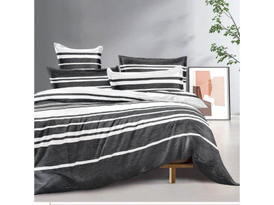 Haze Black White Striped Quilt Cover Set