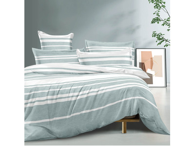 Haze Aqua Striped Quilt Cover Set