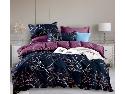 Plum Blossom Navy Blue Quilt Cover Set