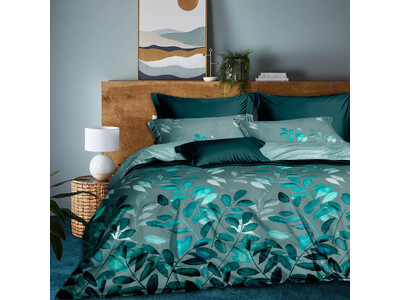 Botanical Teal Green Leaf Quilt Cover Set