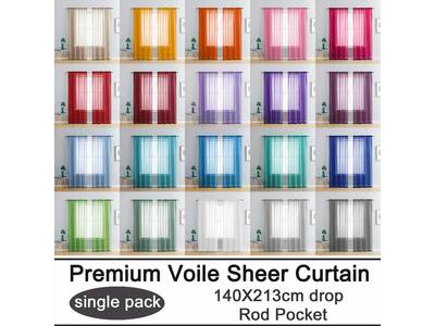 Rod Pocket Voile Curtain / Sheer Curtain (Single Panel Pack) 