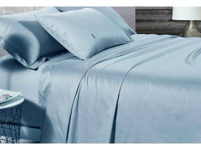 500TC Cotton Sateen Blue Fitted Sheet