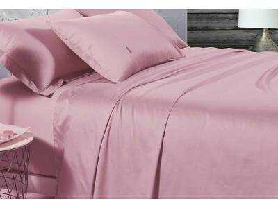 500TC Cotton Sateen Pink Fitted Sheet