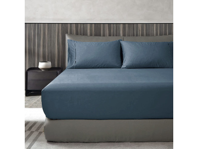 Luxton 1000TC Egyptian Cotton Fitted Sheet Set (Indigo Blue Color)