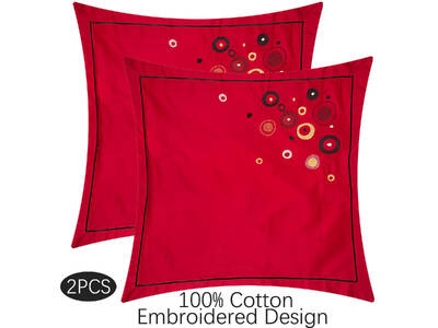 Red Cotton European pillowcases 65x65cm (twin pack)