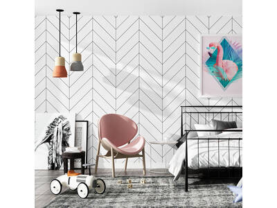 Black White Herringbone Wallpaper Roll ( 10M )