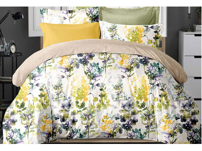Luxton Fenna  Leaf Quilt Cover Set in Yellow Sage Purple multiple colors