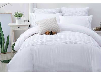 King / Queen size Sally White Quilt / Doona Cover Set by Luxton