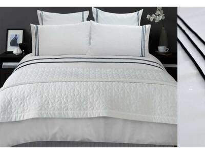 Black Trim Queen duvet cover or King Quilt Cover Set with white pillowcases set