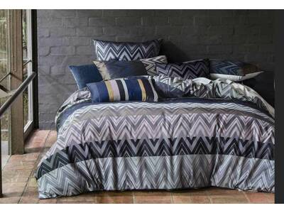 Metrique Charcoal Quilt Cover - Queen Size