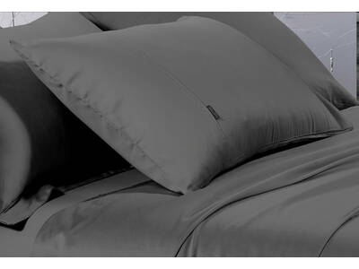 500TC Cotton Sateen Cuffed Charcoal Standard Pillowcase (Single Pack)