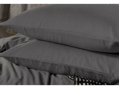 Vintage Washed Charcoal Cotton Standard Pillowcase (Single Pack)