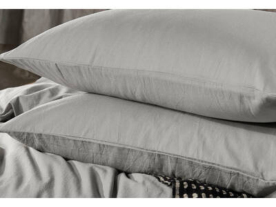 Vintage Washed Pewter Cotton Standard Pillowcase (Single Pack)