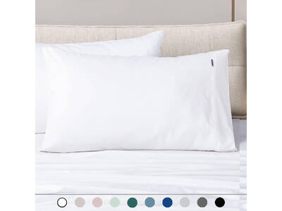 Luxton 100% 1000TC Sateen Cotton Standard Pillowcases Pair